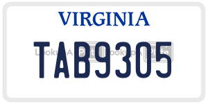 TAB9305  license plate in VA