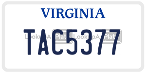 TAC5377  license plate in VA