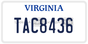 TAC8436  license plate in VA