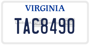 TAC8490  license plate in VA