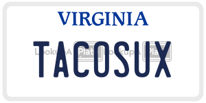 TACOSUX  license plate in VA