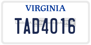 TAD4016  license plate in VA