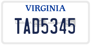 TAD5345  license plate in VA