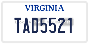 TAD5521  license plate in VA
