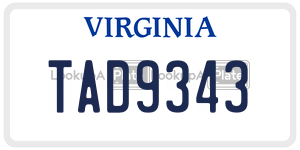TAD9343  license plate in VA