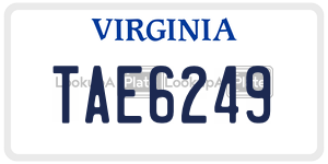 TAE6249  license plate in VA