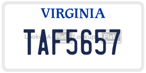 TAF5657  license plate in VA