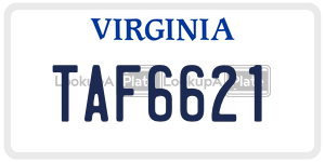 TAF6621  license plate in VA