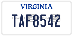 TAF8542  license plate in VA