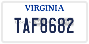 TAF8682  license plate in VA