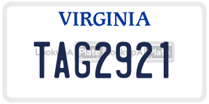 TAG2921  license plate in VA