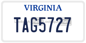 TAG5727  license plate in VA