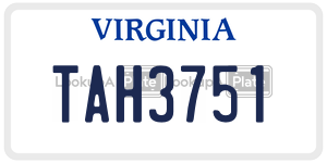 TAH3751  license plate in VA