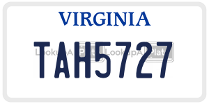 TAH5727  license plate in VA