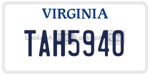 TAH5940  license plate in VA