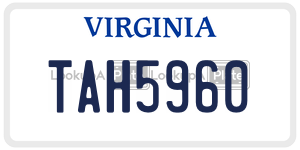 TAH5960  license plate in VA