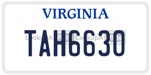 TAH6630  license plate in VA