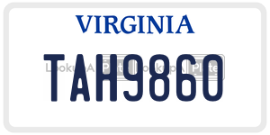 TAH9860  license plate in VA