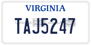 TAJ5247  license plate in VA