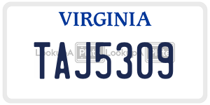 TAJ5309  license plate in VA