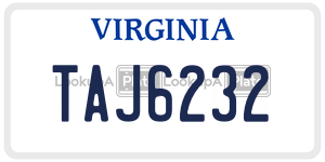 TAJ6232  license plate in VA