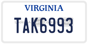 TAK6993  license plate in VA