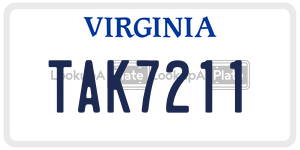 TAK7211 license plate in Virginia