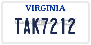 TAK7212 license plate in Virginia
