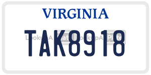 TAK8918  license plate in VA