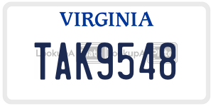 TAK9548  license plate in VA