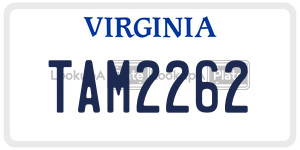 TAM2262  license plate in VA