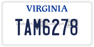 TAM6278  license plate in VA