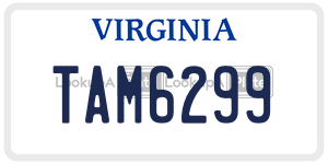 TAM6299  license plate in VA