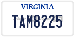 TAM8225  license plate in VA
