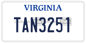 TAN3251  license plate in VA