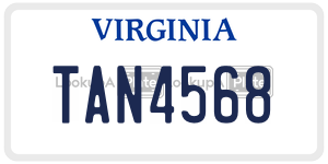 TAN4568  license plate in VA