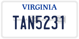 TAN5231  license plate in VA