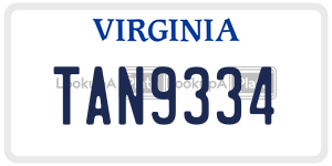 TAN9334  license plate in VA