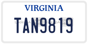 TAN9819  license plate in VA