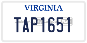 TAP1651  license plate in VA