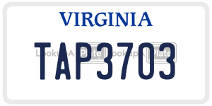 TAP3703  license plate in VA