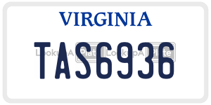 TAS6936  license plate in VA