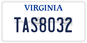 TAS8032  license plate in VA