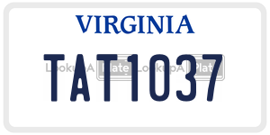 TAT1037  license plate in VA