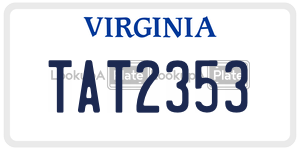 TAT2353  license plate in VA