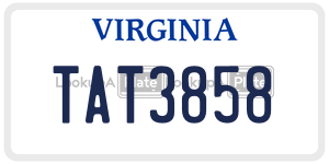 TAT3858  license plate in VA