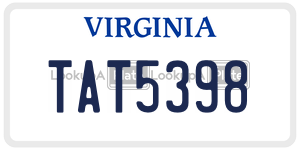 TAT5398  license plate in VA