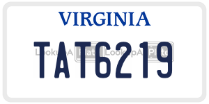 TAT6219  license plate in VA