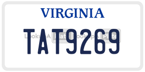 TAT9269  license plate in VA