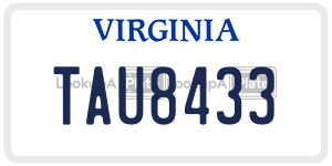 TAU8433  license plate in VA